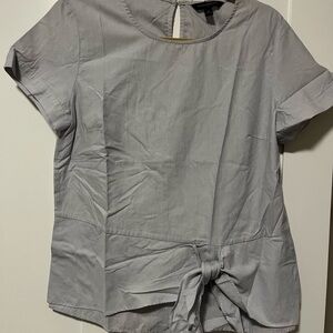 Banana Republic Light Gray Tie-Front Blouse